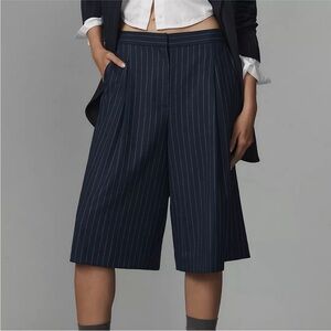 Anthropologie Navy Pinstripe Culottes